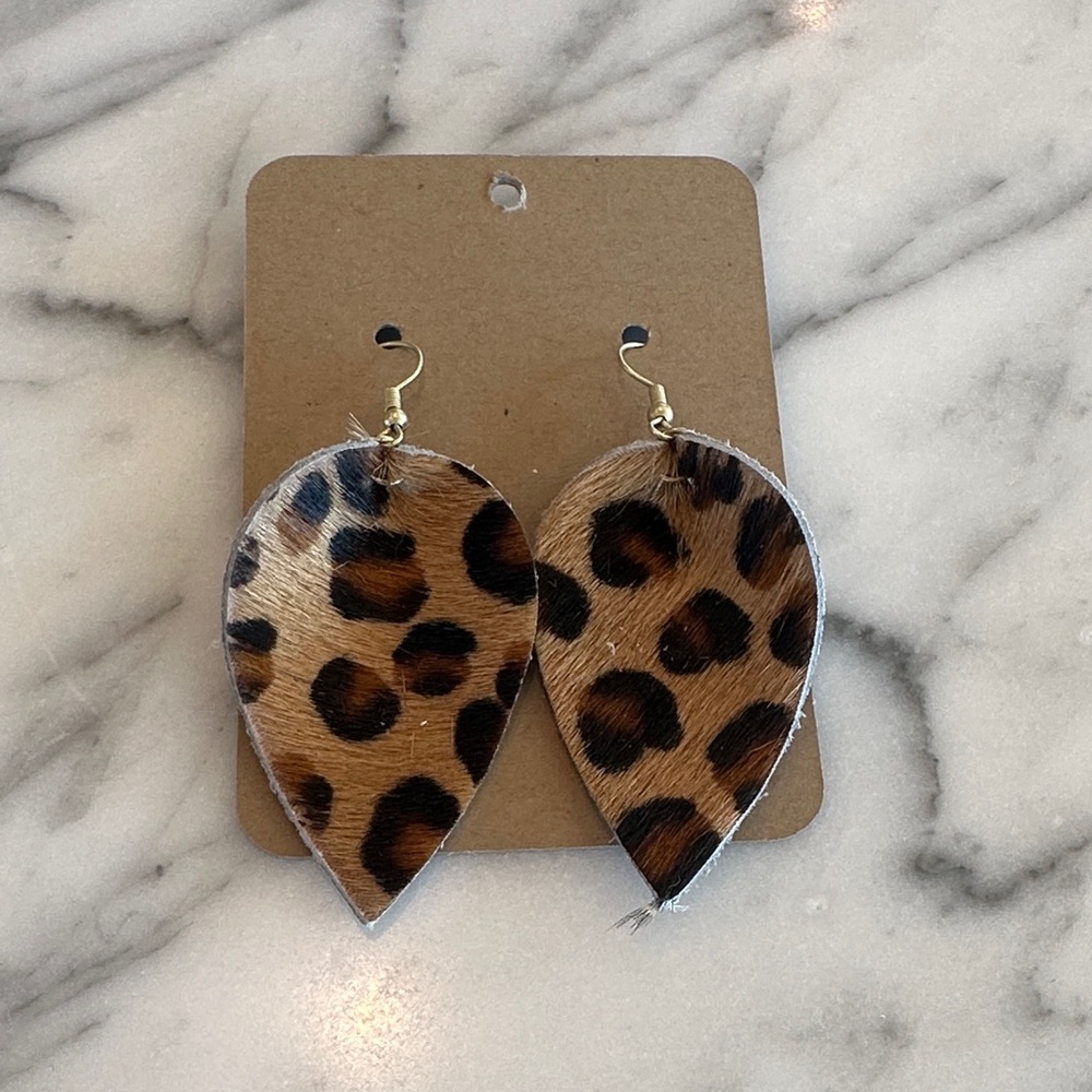 Leather Leopard Print Earrings